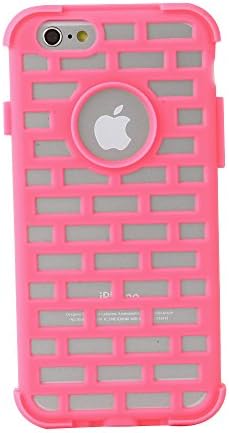 Electrovic Chic and Shock Transparent PC plus luminous silicon Brick Wall Protective case for iPhone6- Neon Pink