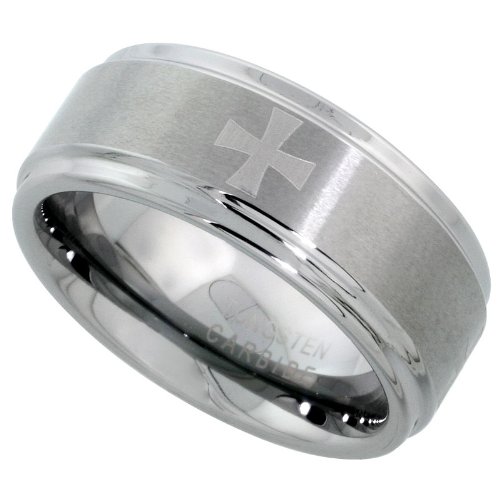 Tungsten 9 mm (11/32 in.) Comfort Fit Flat Wedding Band Ring w/ Maltese Crosses (Available in Sizes 7 to 14), size 14 41kJBLcjdvL Tungsten 9 mm (11/32 in.) Comfort Fit Flat Wedding Band Ring w/ Maltese Crosses (Available in Sizes 7 to 14), size 14
