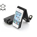 Exklusive Ledertasche f�r Apple iPhone 4, 4S (16, 32 & 64GB) aufklappbar in Schwarz aus echtem Leder von StilGut