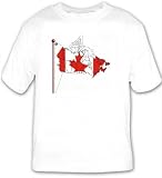 White T-Shirt with the image of: canadian flag / country