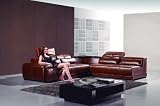 New 3pc Contemporary Leather Sectional Sofa #AM-L861-C-BROWN