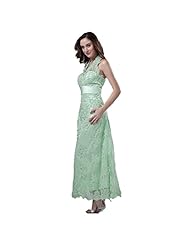 Halter Lace-Up Ankle Length Sheath  Dress With a Sash 
