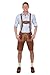 Bavarian Traditional Leather Trousers Lederhosen with Suspenders kastanienbraun