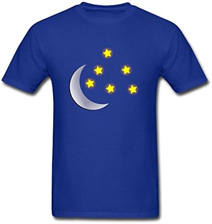Amazth Men's Moon Star Cartoon Short Sleeve T-Shirt Small Royal Blue