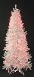6' Slim Pre-Lit Shimmering White Iridescent Christmas Tree - Pink Lights