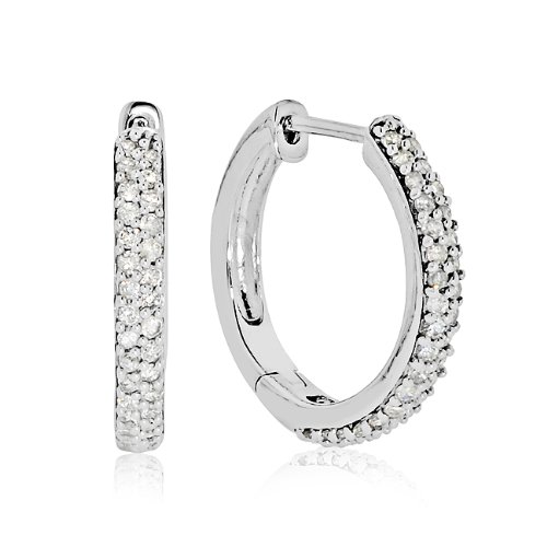 10k White Gold 1/2-ct. T.W. Diamond Hoop Earrings