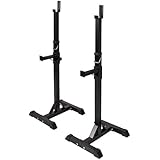 Pair of Adjustable Standard Solid Steel Squat Stands Barbell Free Bench Press Stands