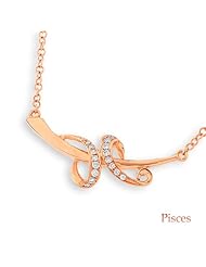 (X1000Diamond) 18K/750 Rose Gold Astrology Horoscope Zodiac Sign Aquarius Diamond Necklace (0.06 cttw, G-H Color, VS2-SI1 Clarity, 16+1.5")