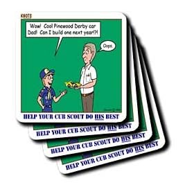 Help Your Cub Scout Do His Best - Pinewood Derby - Set Of 4 Coasters - Soft by 3dRose LLC