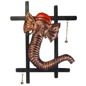Metallic Copper Finish Ganesh Head on Black Frame