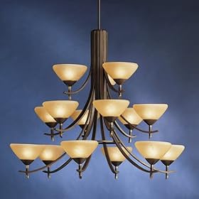 Kichler 1681OZ Olympia 15 Light Large Foyer Chandelier in Olde Bronze with Sunset Marble... by Kichler