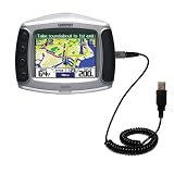 Coiled Power Hot Sync and Charge USB Data Cable w/ Tip Exchange for the Garmin Zumo 400 - Gomadic Brand