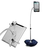 New Silvery Universal 360 degree angle Adjustable Floor Mount Holder Stand For iPad Samsung Galaxy and other 5-10 inch Tablet PC+ One Cool Skull Key Chain Charm Strap At Random Color