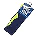 ChalkTalkSPORTS Athletic Half Cushioned Crew Socks | Basketball Player Design | Blue/Neon Yellow