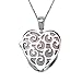 Amazon Collection Sterling Silver, Oxidized Marcasite, and Gemstone Colored Glass Heart Pendant Necklace, 18