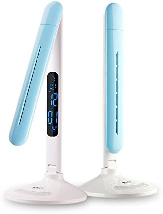 CooShine® Professional Full Spectrum Smart Eye-care LED Desk Lamp ,7 Dimmable Level, LED Date/Time/Temp, USB Charging Port, Safe Touch Panel Blue