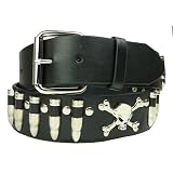 Bullets Skulls Crossbones Stud Black Belt