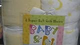 Microplush Fitted Crib Sheets (2) Yellow and White with Moon and Stars