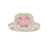 Classic Engagement Style Ring in Pink Princess Cut Cubic Zirconia