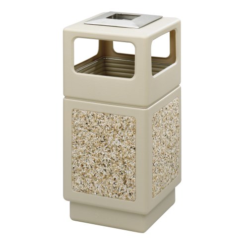 Safco Canmeleon Aggregate Panel Ash UrnSide Open 38 Gallon 1825 Inches Width x 3925 Inches Height Tan