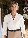 Lace-Trim Silk Blouse
