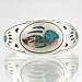 Southwestern Style Oval Bear Paw Ring in Sterling Silver with Turquoise Chip Inlay for Men or Women, Sizes 5, 6, 7, 8, and 9, #10517