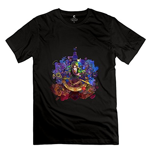 Legend Zelda Majoras Mask Nerd 100% Cotton Black T Shirts For Guys Size L