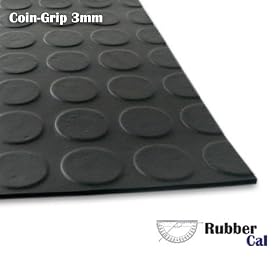 Rubber Flooring Coin-Grip Rubber Floor Mat - Black - 1/8