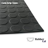 Coin-Grip Rubber Mats & Flooring - Black - 3MM Thick - 4 by 8 feet Roll
