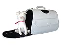 HOW'S YOUR DOG "City Chic" Fully Collapsible EPI Leather Airlines Approved Pet Carrier - Ivory White (17"L x 11"W x 12" H)