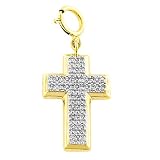 Beautiful 14k Gold 1/10ct Tdw Diamond Cross Charm