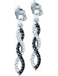 Mydreamsilver 0.15CT-Dia Fashion Ladies Black Diamond Earrings (L 6.7 W 6.7 )