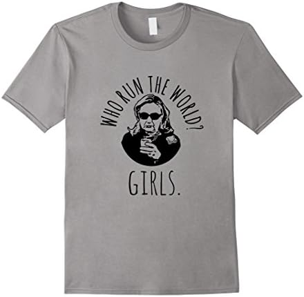 Men's who run the world girls shirt Medium Slate