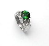 Green Tourmaline Ring 3.35k Brazilian Green Tourmaline and 1.0k G.S.I Princess Cut Diamonds on 14k White Gold Ring