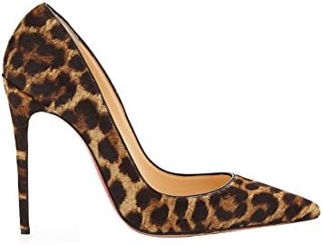 JUSITY Women's LYiambr Sexy Leopard Party Stilettos Heel Suede Single Shoes High Heels 8 M US