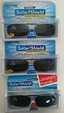 3 SOLAR SHIELD Clip-on Polarized Sunglasses Size 52 rec 15 Black Frameless NEW