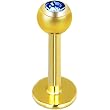 14 Gauge 3/8 Blue Gem Gold Plated Labret Monroe