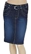 Knee Length Stretch Denim Pencil Skirt with Adjustable Belt ( Choose Light or Dark Blue )