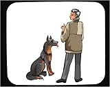 Decorated Mouse Pad with man, human, body, individuals, individual, persons, dogs, hand, humans, use, give, people, youth, person, dog, gesture, command