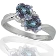 10k White Gold Created Alexandrite and Diamond Heart Ring (.02 cttw, I-J Color, I1 Clarity)