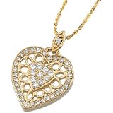 14K Yellow Gold Diamond Heart Pendant On 18 Inch Flat Link Cable Chain