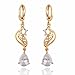 Yazilind Elegant Hollow Design 18k Gold Filled Inlay Teardrop Cubic Zirconia Dangle Drop Earrings