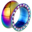 3/4" Rainbow Anodized Titanium Jeweled Saddle Plug