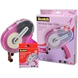 Scotch CAT 085 Advanced Tape Glider with 2 Rolls of 1/4-Inch by 36-Yard Acid Free Tape,Cure Pink