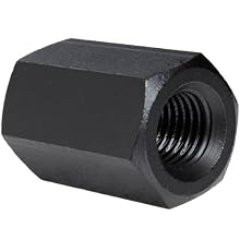 1117 Carbon Steel Coupling Nut, Black Oxide Finish, UNF 2B Threads, 1"-8 Thread Size, Pack Of 2