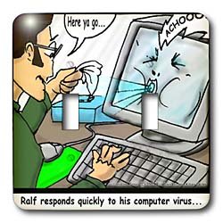 Londons Times Funny Computer Cartoons - PREPARE FOR COMPUTER VIRUSES - Light Switch Covers - double toggle switch