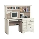Antique White Computer Desk w/ Hutch & File Cabinet Drawer