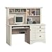 Antique White Computer Desk w/ Hutch & File Cabinet Drawer