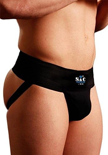 Mens JockStraps Gym Athletic Supporter with Cup Pocket for Mens (Black, X-Large)