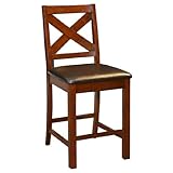 Set of 2 Counter Height Stools with "X" Back in Dark Cherry Finish